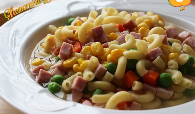 Macaroni Soup with Ham