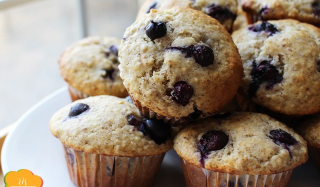 Almond Blueberry Flaxseed Muffins