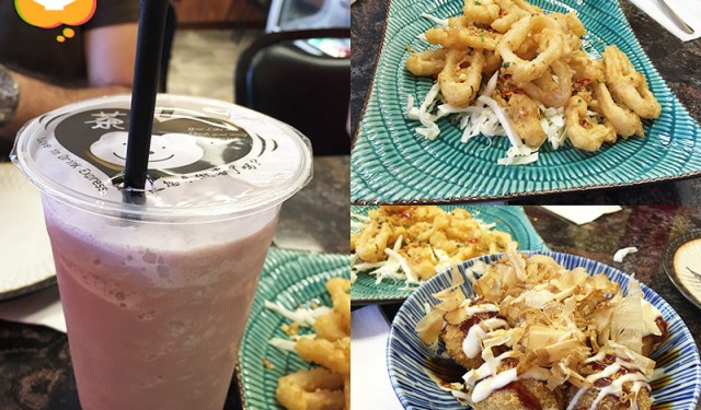 Taro Milk Tea, Fried Calamari, Takoyaki